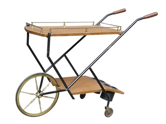 #Barcart wheel barrow #AldoTura design attr. Italy years '50 rare tipology carrello bar cariola