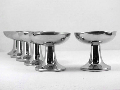 #Alfra Italy prod. design Carlo #Alessi, six 6 ice cream #cup stainless steel, vintage years '40