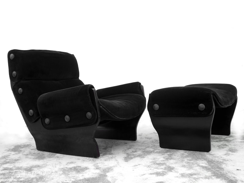 canada lounge chair ottoman by  osvaldo borsani design years 50 for tecno italy 