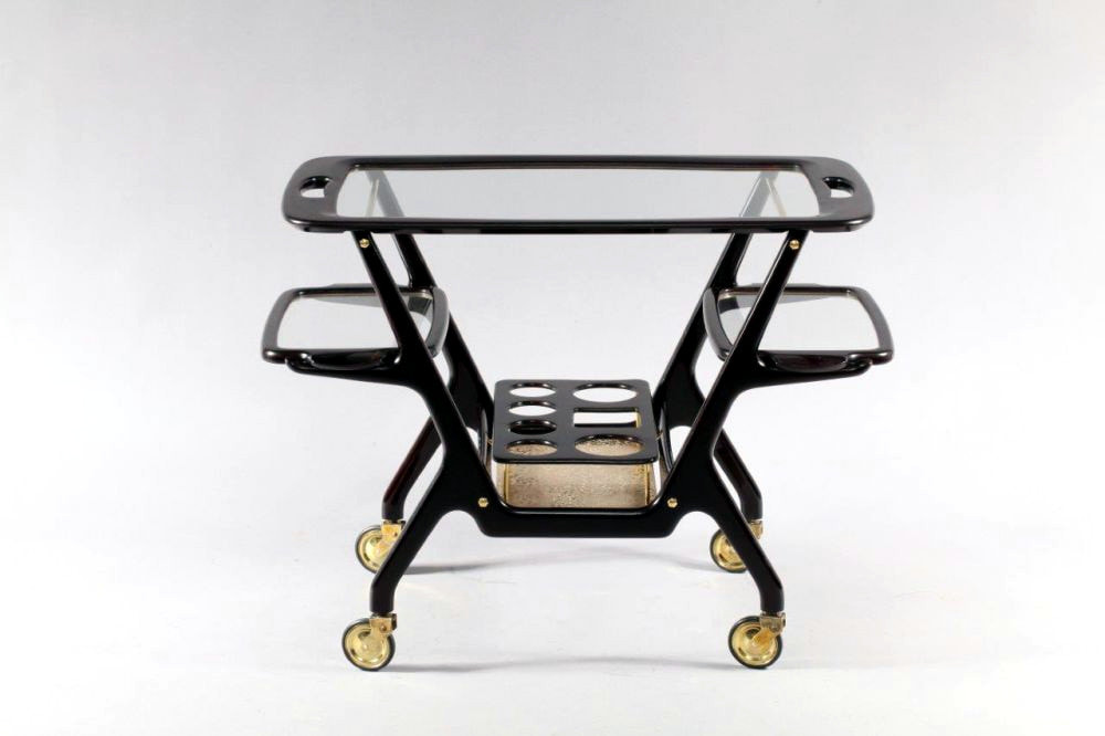cart bar Cesare Lacca for Baggis years '50 three removible trays
