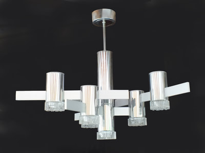 Gaetano #Sciolari Italy design years '70 ceiling #lamp chrome glass
