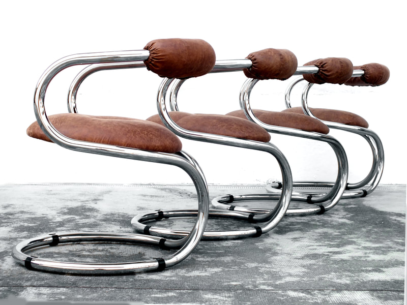 Bonzanini Rudy design for Tecnosalotto Mantova Italy in years 70  set of four chairs