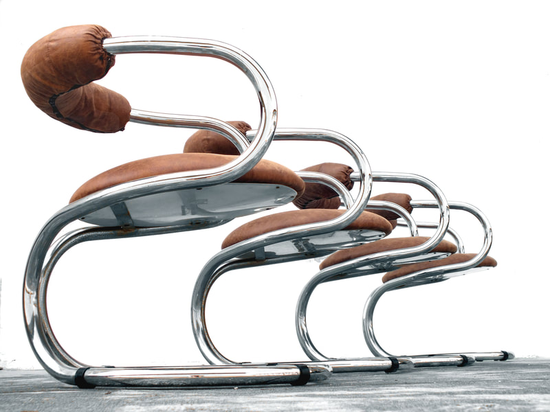 Bonzanini Rudy design for Tecnosalotto Mantova Italy in years 70  set of four chairs