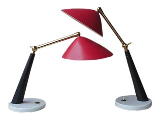 #stilux desk #lamp years '58 #design in marble carrara wood and allumium lacquered red vintage