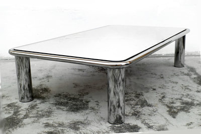 #cassina gianfranco #frattini design table tavolo 621 table mirror glass years 70 definitiva