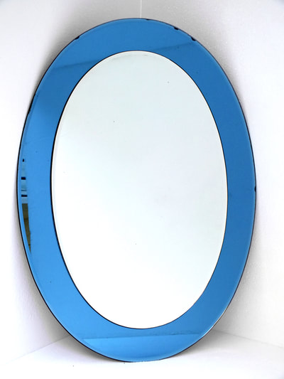 #Fontana Arte #Cristal Art Italy  #mirror blue glass years '60 #specchio  design (1)