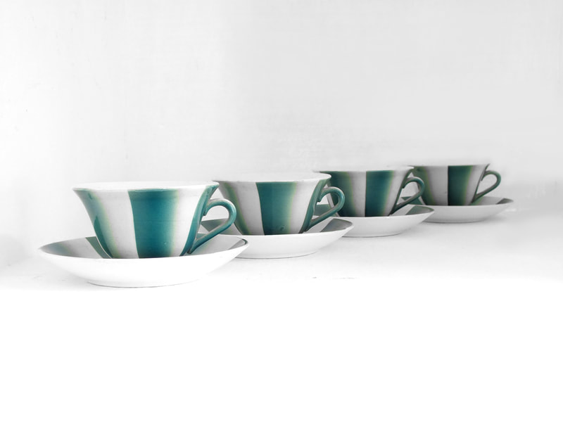 Andlovitz Guido design for Lavenia Italy/Laveno set of four cups with plates