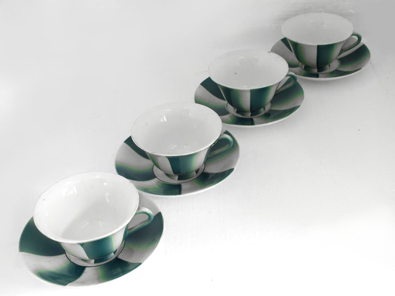 Andlovitz Guido design for Lavenia Italy/Laveno set of four cups with plates