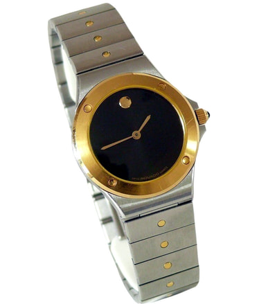 Movado museum sport lady two tone vintage prima serie,  design moma museum new york