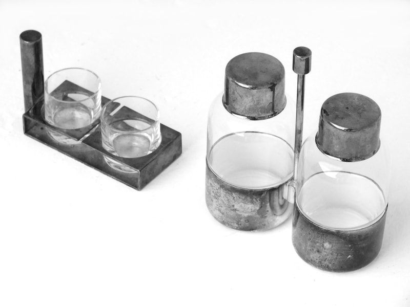 seguso design liquor you and me in silver and glass  years 30