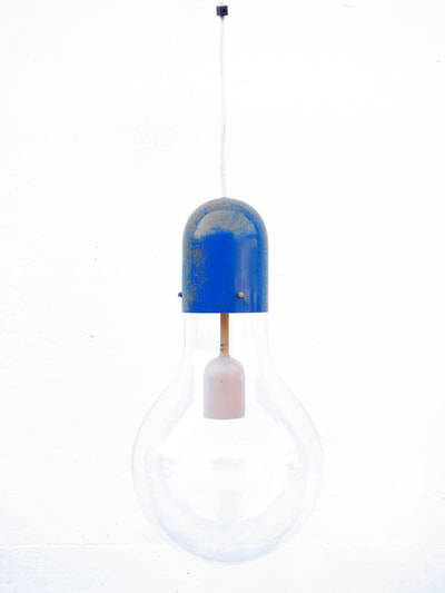 #Stilux Italy ceiling lamp #bulb" glass blue color design years '60(stilnovo era)