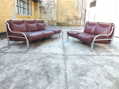 #Poltronova Italy #stringa design by Gae #Aulenti years '69 two sofas leather