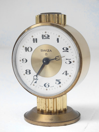 Swiza 8 days vintage alarm clock Swiss design table watch perfect condition A