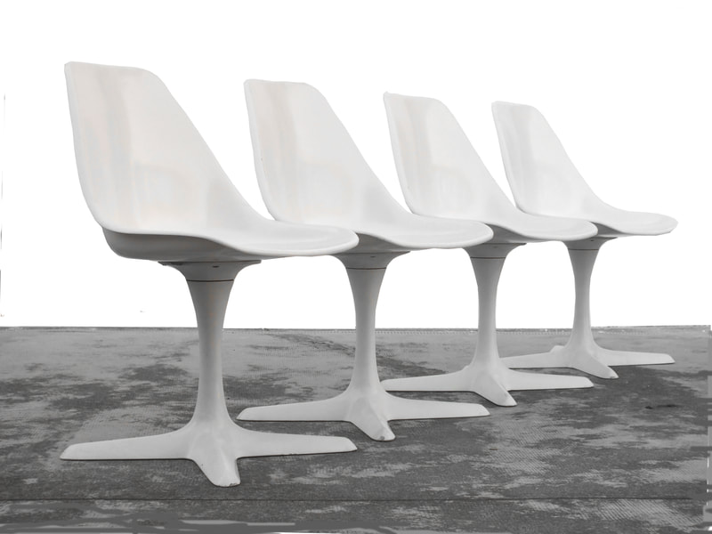 Burke Maurice design years '60 for Arkana British prod. set of four chairs tulip