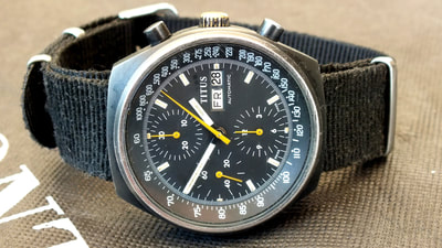 titus cronografo Swiss made airforce automatico years 80 chrono design (era Heuer Pasadena chrono porsche design),