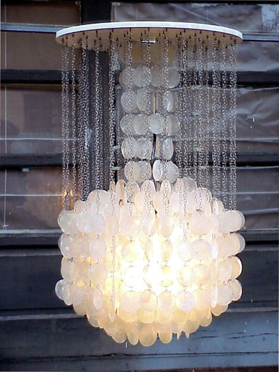 verner #panton design years 60 lampada  sospensione ceiling lamp #fun by  #Luber dischi #madreperla defin (1)