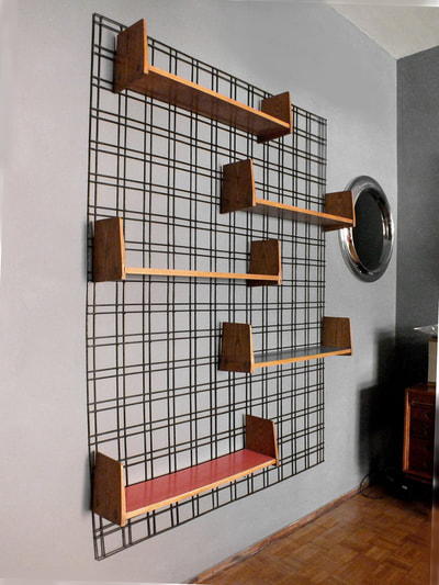 wall mounted bookcase Gio Ponti design with studio pfr ponti  fornaroli rosselli years '50 libreria defin(11)